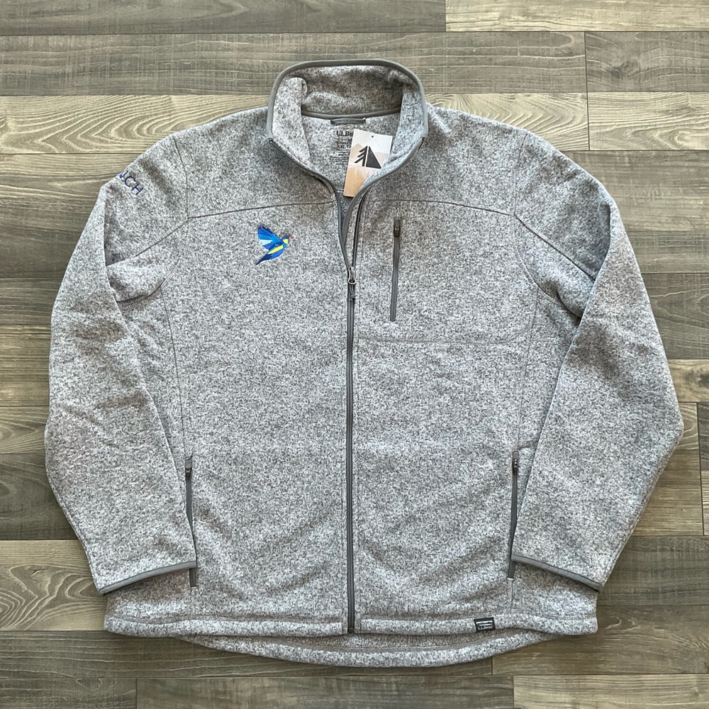NWT LL Bean Sweater Fleece Full Zip Jacket Men XXL TALL Grey Slightly Fit 502208